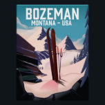 Bozeman Montana Skiposter Poster<br><div class="desc">Bozeman Montana Skiposter in einem Vintagen,  detailgetreuen Stil mit illustrierter Landschaft.</div>