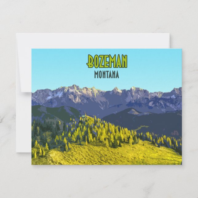 Bozeman Montana Vintage Flachkarte (Vorderseite)