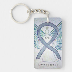 BPD Angel Gray Awareness Ribbon Schlüsselanhänge Schlüsselanhänger
