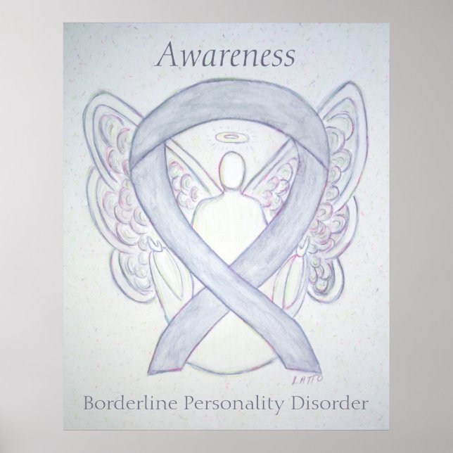 BPD Sensibilisation Angel Gris Ribbon Art Poster I (Devant)
