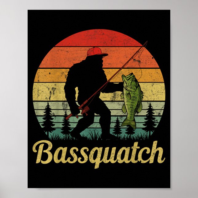 Bquatch B Fishing Humor Bigfoot Ufo Sasquatch  Poster (Vorne)