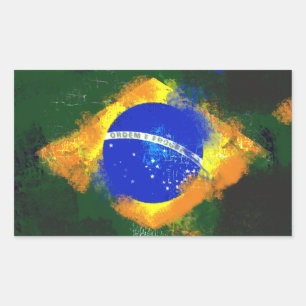 BR Brasilianische Flagge Rechteckiger Aufkleber