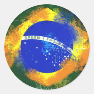 BR Brasilien-Brasilianerflagge Runder Aufkleber