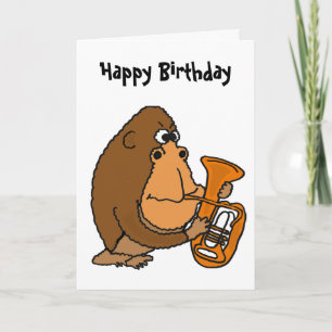 BR- Gorilla Jouer Tuba carte d'anniversaire