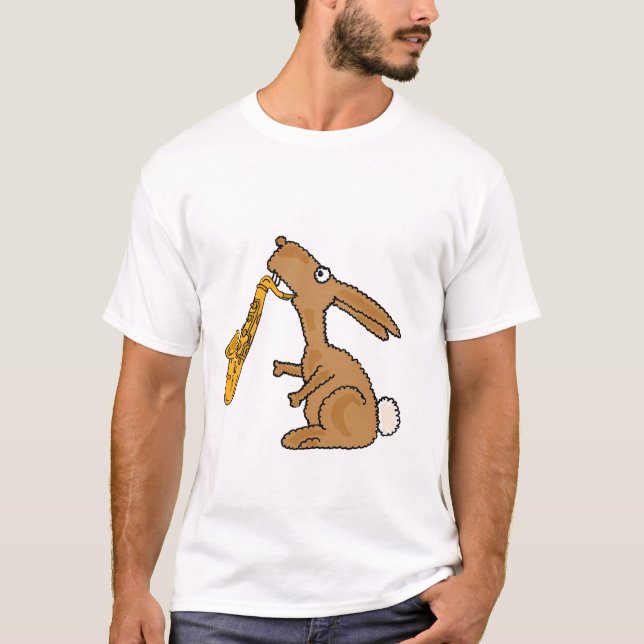 BR Häschen-Kaninchen, welches das Saxophone-Shirt T-Shirt (Vorderseite)