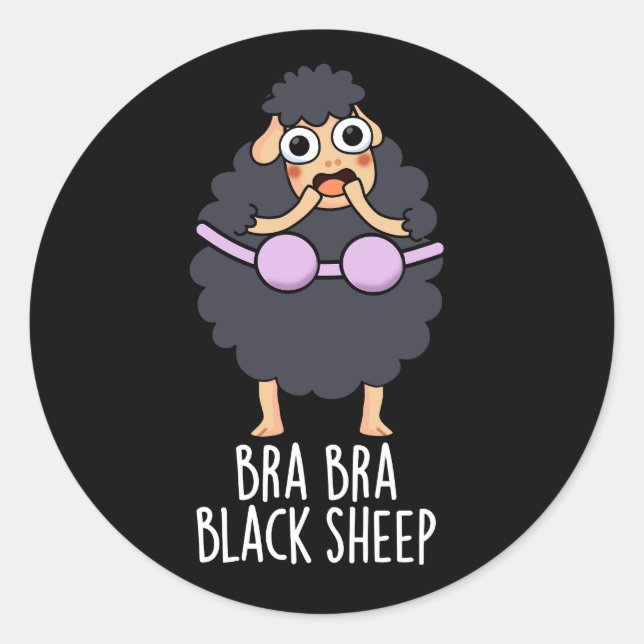 Bra-bra Black Sheep Funny Animal Pub Dark BG Runder Aufkleber (Vorderseite)