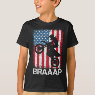 Braaap Vintage Usa Amerikanische Flagge Tee Motocr