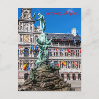 Brabos Denkmal und Stadhuis Antwerpen Postkarte