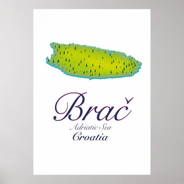 Brač Adria, Kroatien Karte Poster (Vorne)