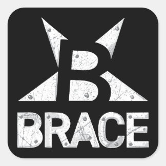 BRACE "Classic"-Logo, weißer Text auf schwarz Quadratischer Aufkleber