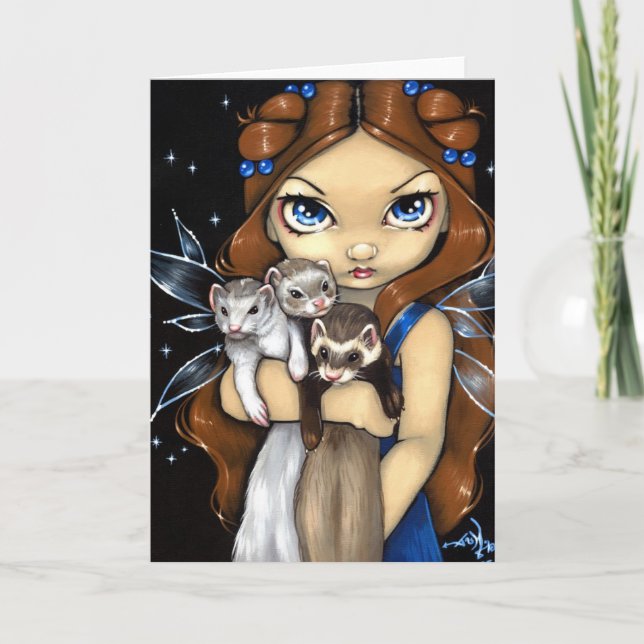 "Bracée carte de voeux de furets" (Devant)