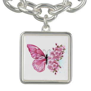 Bracelet Avec Breloques Flower Butterfly