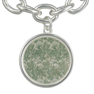 Bracelet Avec Breloques William Morris tulip fond textile vert