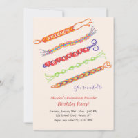 Bracelet d'amitié Invitations de fête d'anniversai