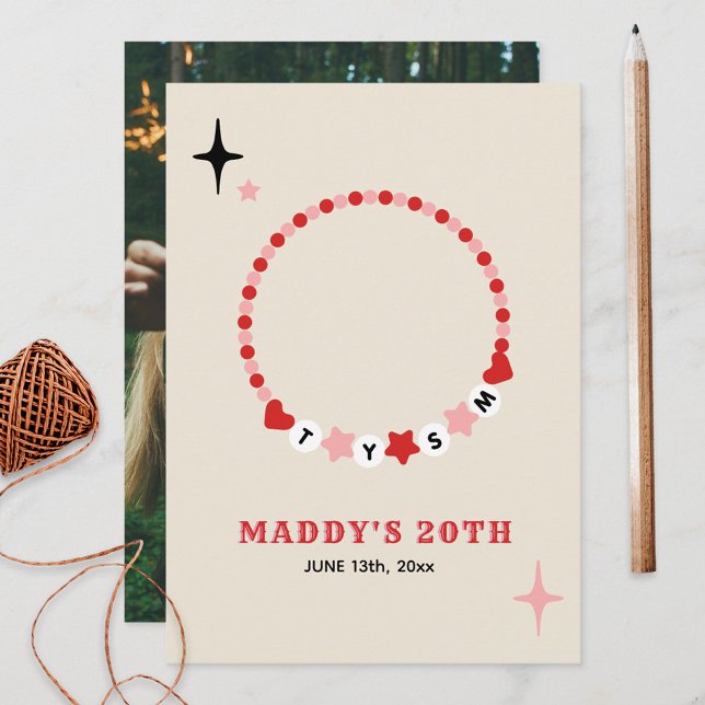 Bracelet d'amitié Merci rose rouge (Créateur téléchargé)