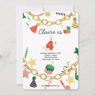 Bracelet de charme 4e anniversaire Invitation de f