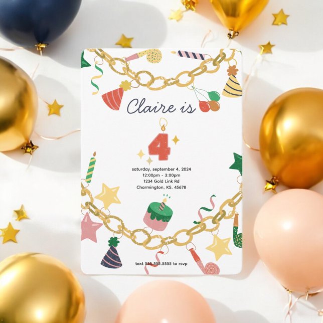 Bracelet de charme 4e anniversaire Invitation de f (Créateur téléchargé)