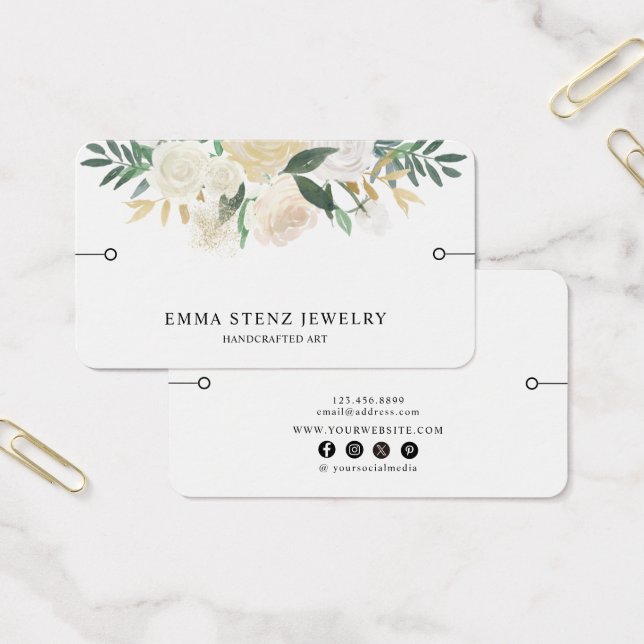 Bracelet Display Card ・ Elegante Aquarellblume (Büro)