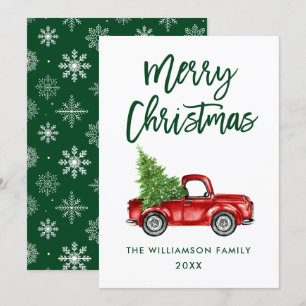 Bracelet Script Rouge Camion Vintage Carte de Noël