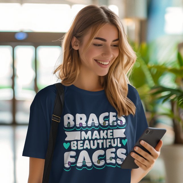 Braces machen schöne Gesichter Zahnarbeiter Tri-Blend Shirt (Braces Make Beautiful Faces Womens Navy Blue T-Shirt)