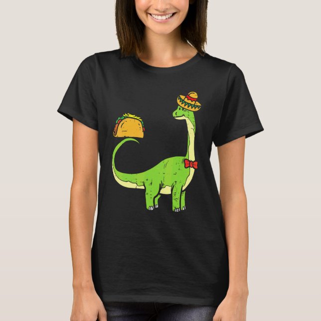 Brachiosaurus Brontosaurus Taco Cinco De Mayo Mexi T-Shirt (Vorderseite)