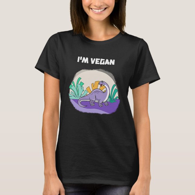 Brachiosaurus  & Cute Dinosaur Vegan T-Shirt (Vorderseite)