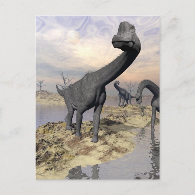 Brachiosaurus-Dinosaurier in der Nähe von Wasser - Postkarte (Vorderseite)