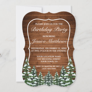 Bracket Snowy Wood & Forest Country Pine Geburtsta Einladung