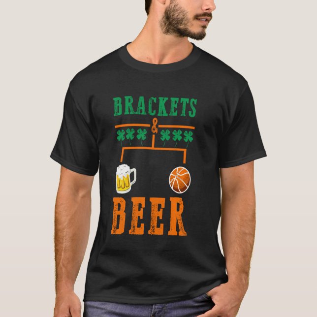 Brackets und Bier März Basketball Uni Wahnsinn T-Shirt (Vorderseite)