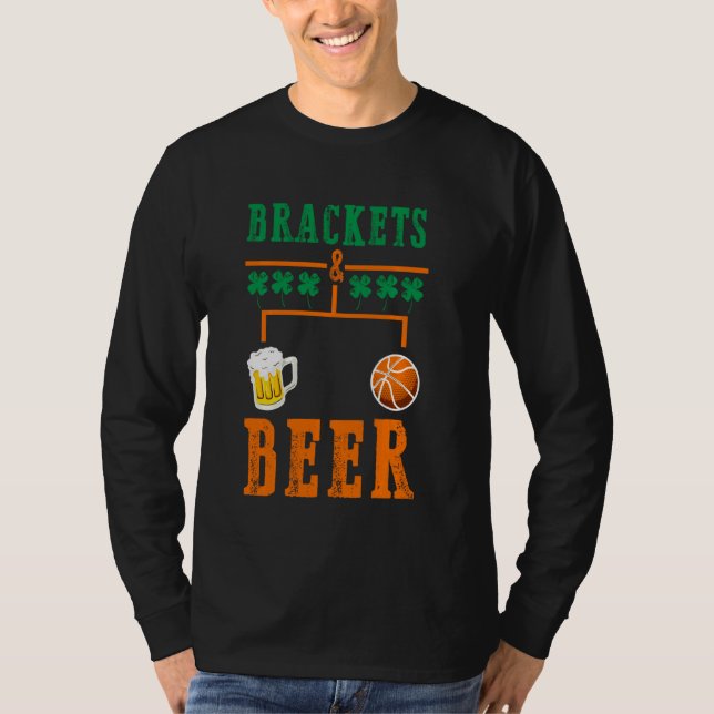 Brackets und Bier März Basketball Uni Wahnsinn T-Shirt (Vorderseite)