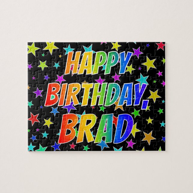 "BRAD" Vorname, Spaß "GLÜCKLICHER GEBURTSTAG" (Horizontal)