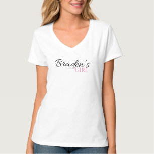 Bradens Girl V Neck Tshirt in Schwarz/Rosa
