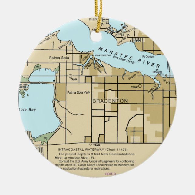 Bradenton FL Nautical Chart Keramik Ornament (Vorne)