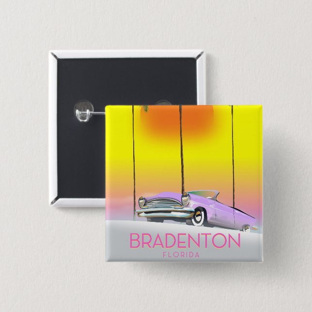 Bradenton Florida Oldtimer-Reiseposter Button (Vorne & Hinten)