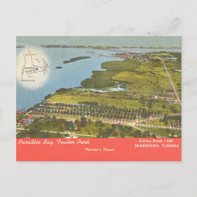 Bradenton Florida Vintag Paradise Trailer Park Postkarte (Vorderseite)