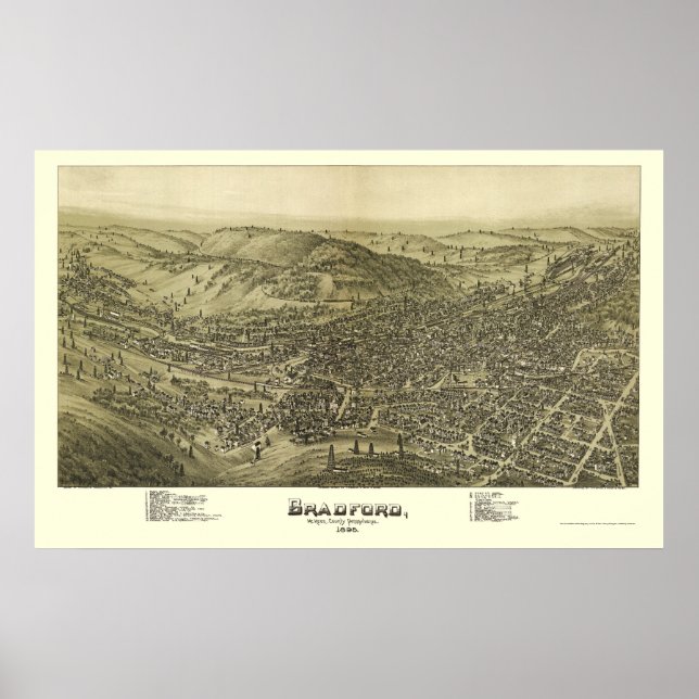 Bradford, PA Panoramic Map - 1895 Poster (Vorne)