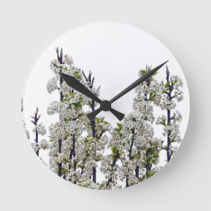 Bradford Pear Blossoms Runde Wanduhr