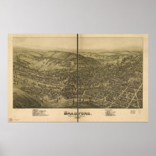 Bradford Pennsylvania 1995 Antike Panoramakarte Poster