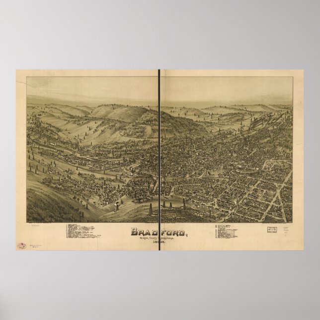 Bradford Pennsylvania 1995 Antike Panoramakarte Poster (Vorne)