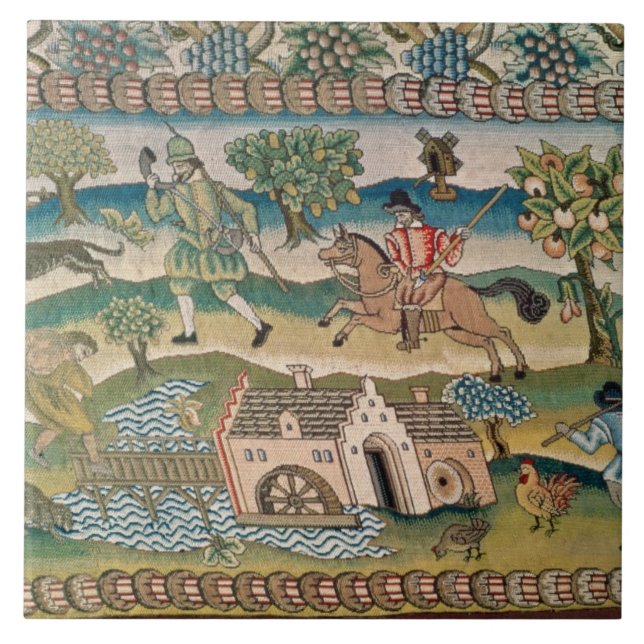 Bradford-Tabellen-Teppich, Detail von Szenen Fliese (Vorderseite)