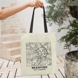 Bradford, West Yorkshire City Map Tote Bag