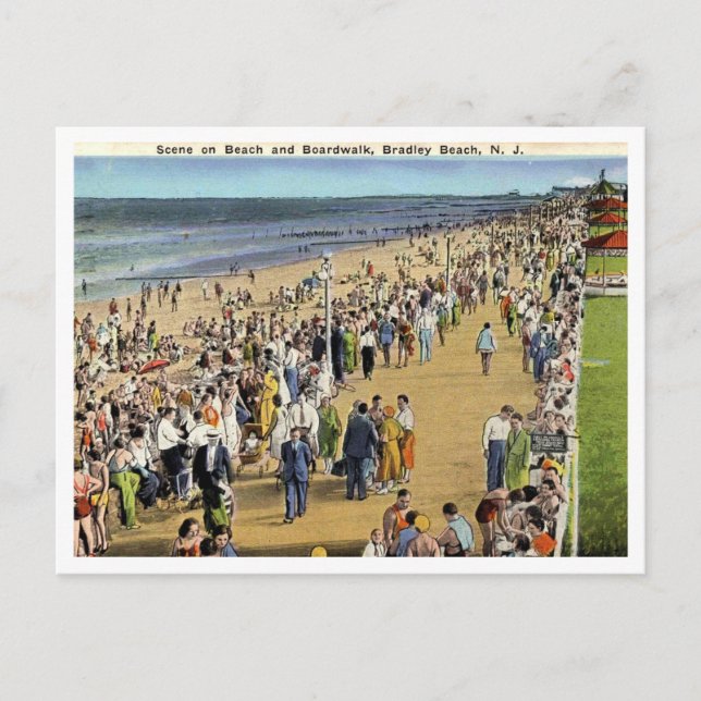 Bradley Beach NJ Scene auf dem Beach Boardwalk 193 Postkarte (Vorderseite)