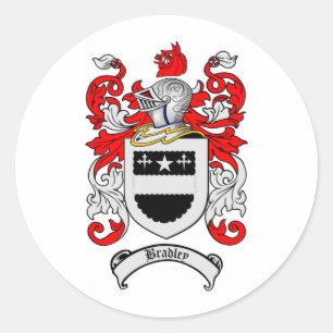 BRADLEY-FAMILIENWAPPEN - BRADLEY-WALDBUCH RUNDER AUFKLEBER