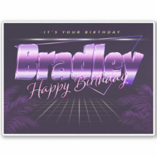 Bradley Nom Prénom lila rétro Autocollant Annivers