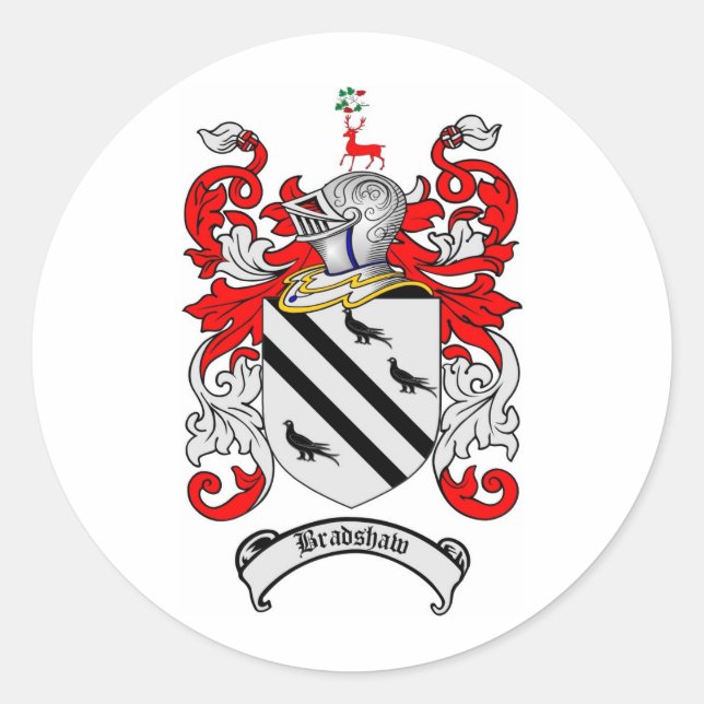BRADSHAW-FAMILIENWAPPEN - BRADSHAW-SCHUHMUTTER VON RUNDER AUFKLEBER (Vorderseite)