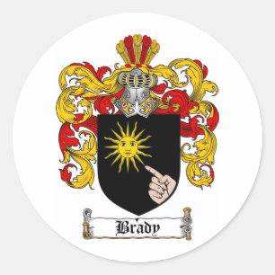BRADY-FAMILIENWAPPEN - BRADY-KÜHLE VON WAFFEN RUNDER AUFKLEBER