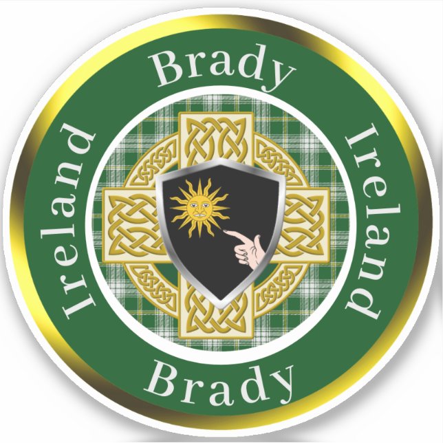 Brady Irish Shield & Celtic Cross Personalisiert Aufkleber (Vorderseite)