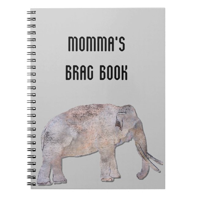 Brag-Buch-Elefant-Foto-Notizbuch MOMMAS Notizblock (Vorderseite)