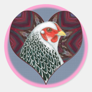 Brahma Hen Heart Runder Aufkleber