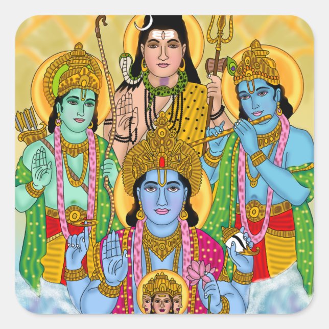 Brahma Vishnu Shiva Ram Krishna Aufkleber (Vorderseite)